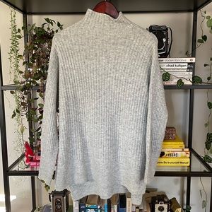 TOPSHOP mock neck drop shoulder heathered grey knit sweater